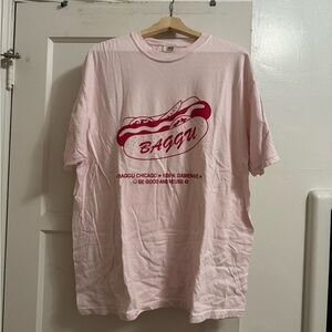 Dyed Baggu Chicago Shirt pink tint got dyed in the wash :)
